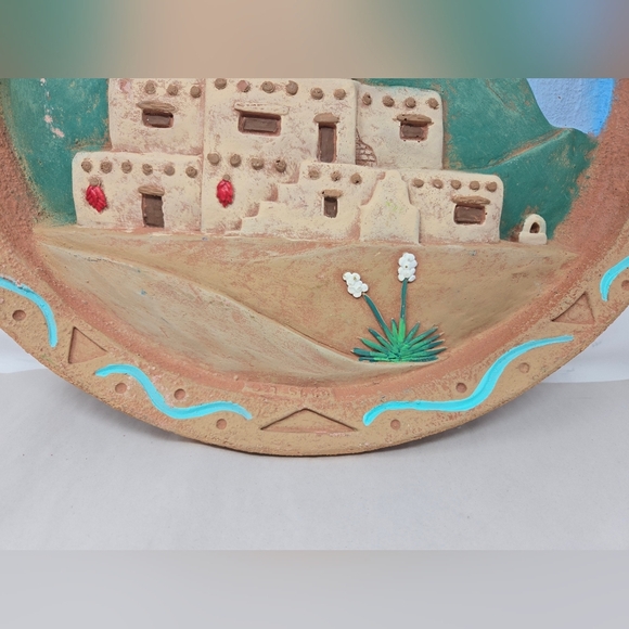 New Mexico Clay Pottery Wall Art By Leonardo Jaramillo 3D Effect Adobe Building - Picture 5 of 11